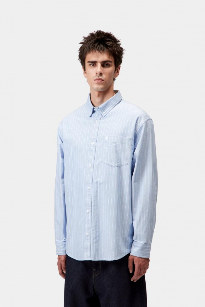 Carhartt L/S Cassel Shirt - Cassel Stripe, Bleach / White