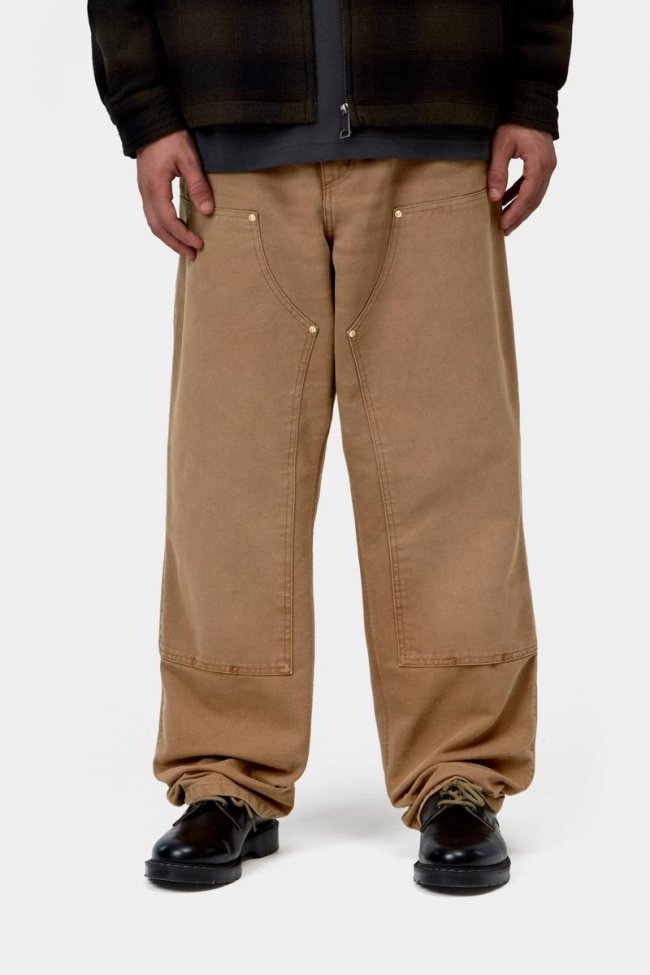 Carhartt Double Knee Pant - WIP H Brown, Stone canvas Carhartt Double Knee Pant - WIP H Brown, Stone canvas