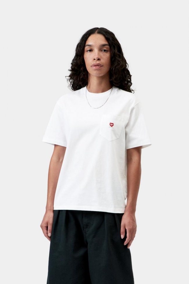 Carhartt S/S Pocket Small Heart T-Shirt - White / Red