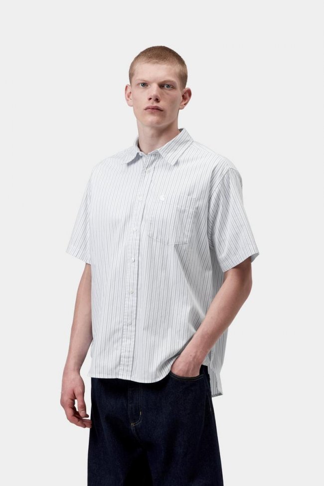 Carhartt S/S Keene Shirt - Keene Stripe, White