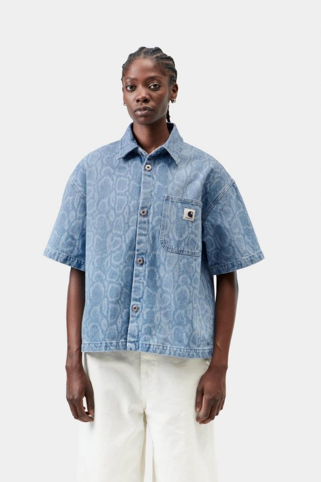 Carhartt S/S Snake Lovilia Shirt - Snake Camo, Blue, Bleached Carhartt S/S Snake Lovilia Shirt - Snake Camo, Blue, Bleached