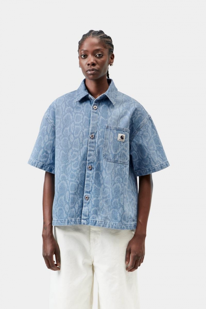 Carhartt S/S Snake Lovilia Shirt - Snake Camo, Blue, Bleached