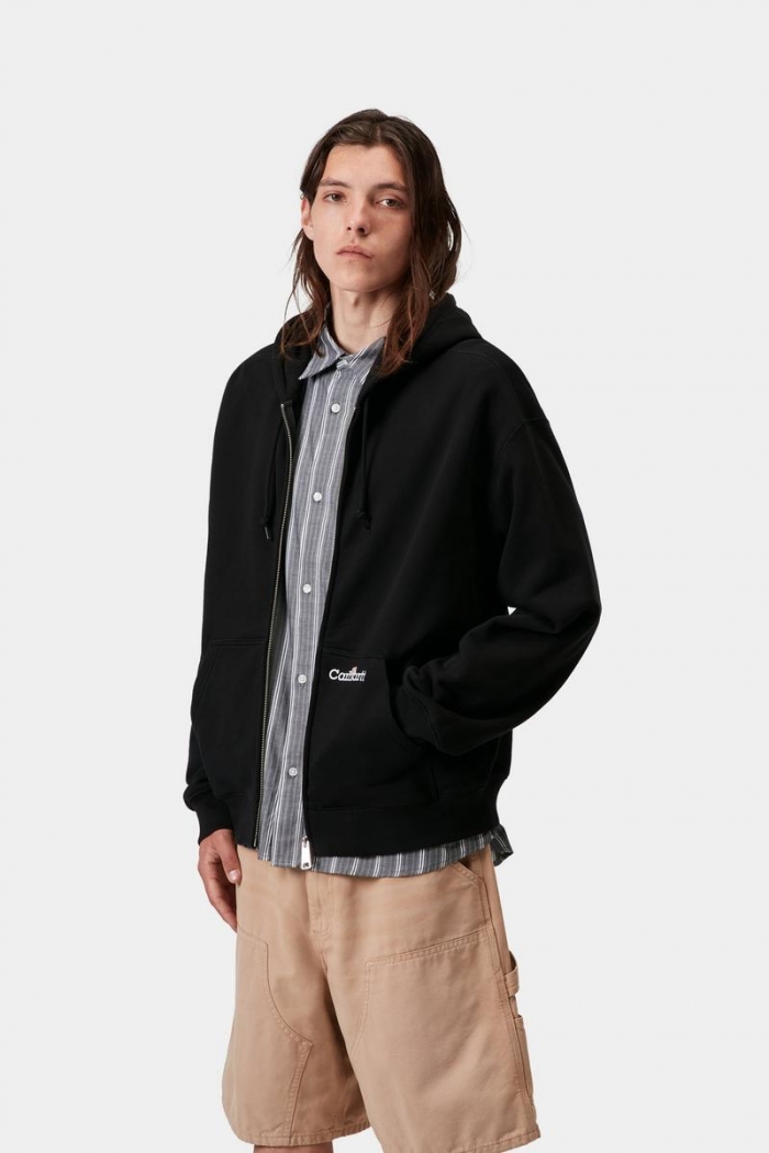 Carhartt Hooded WIP Label Sweat Jacket - Black