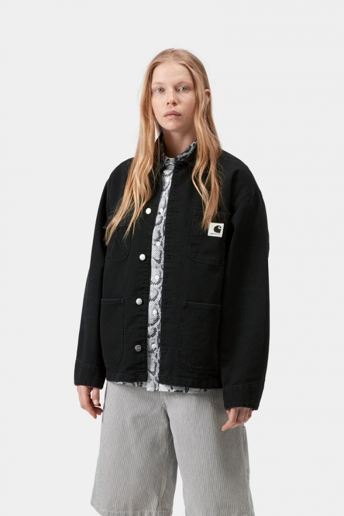Carhartt OG Michigan Coat - Black / Black, Stone canvas