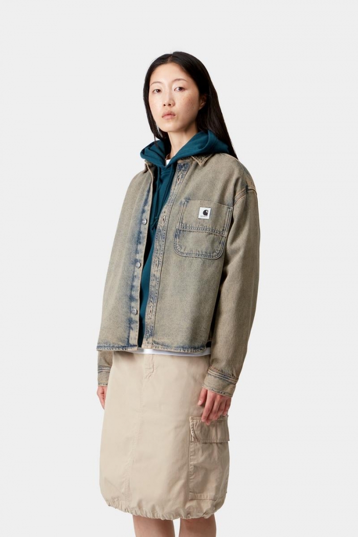 Carhartt Georgia Shirt Jac - Blue / Leather, Garment dyed