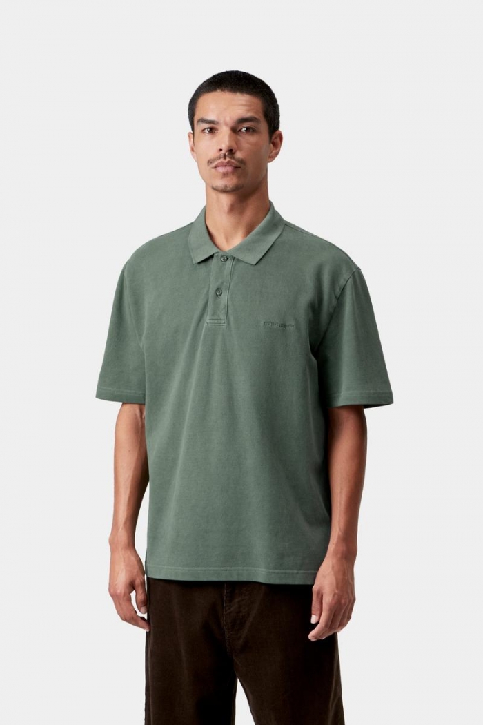 Carhartt S/S Wayne Polo - Dark Scarab, Garment dyed