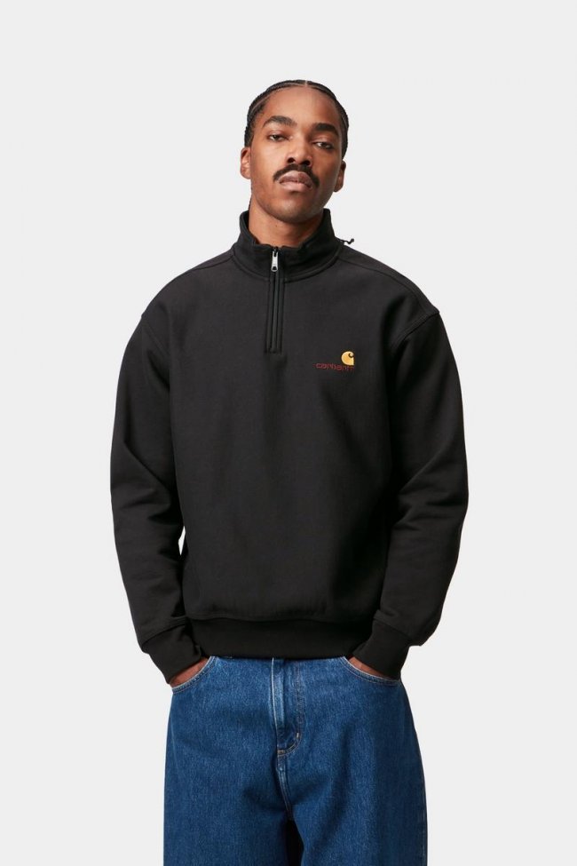 Carhartt Half Zip American Script Sweatshirt - Black