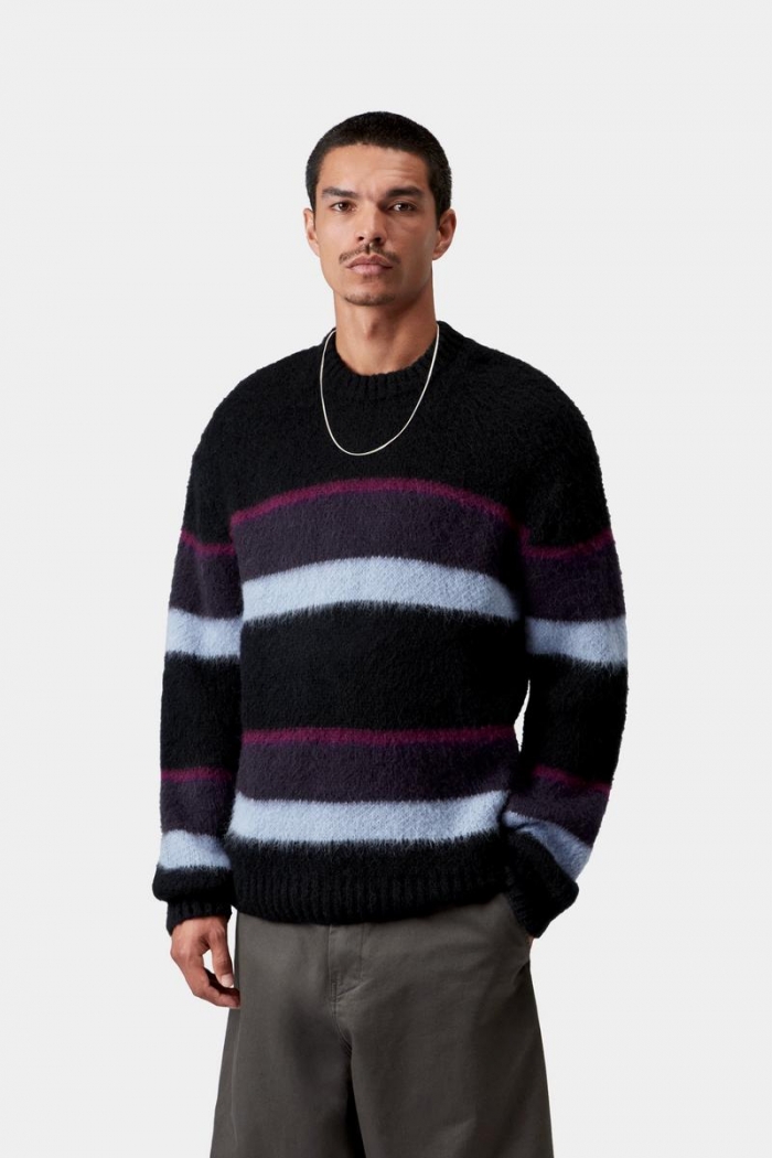 Carhartt Merton Sweater - Sundling Stripes, Dark Navy