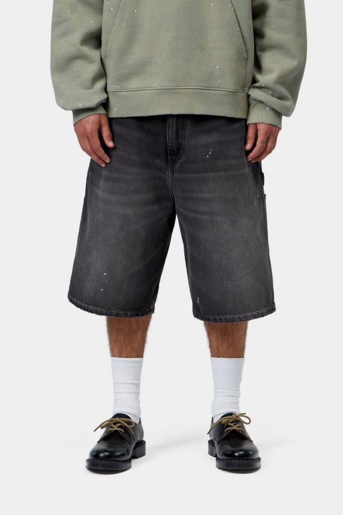 Carhartt OG Single Knee Short - Black, Destroy wash, splatter