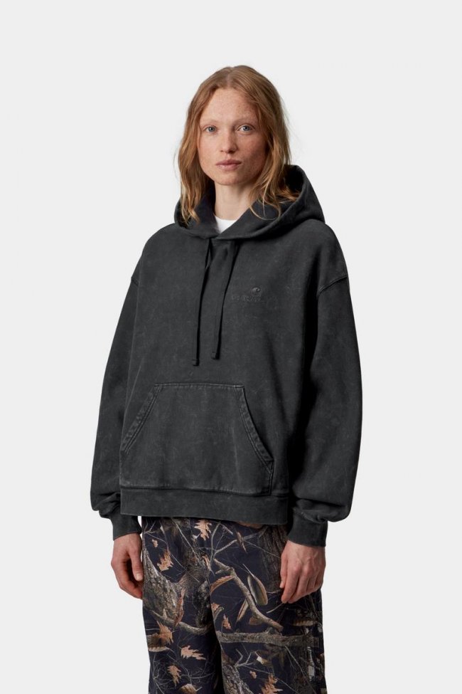 Carhartt Hooded Lambert Sweatshirt - Black, Moon wash