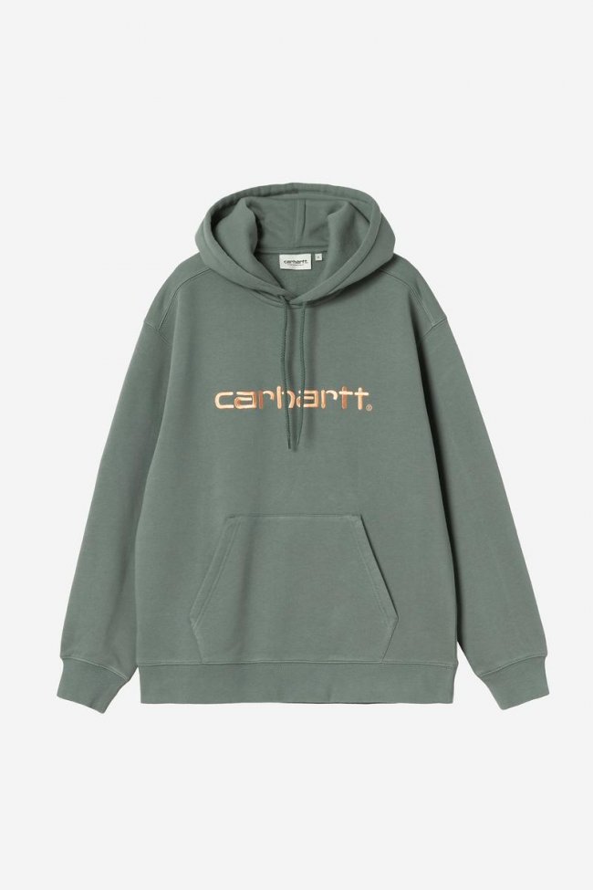 Carhartt Hooded Carhartt Sweatshirt - Velvet Green / Gentle Orange