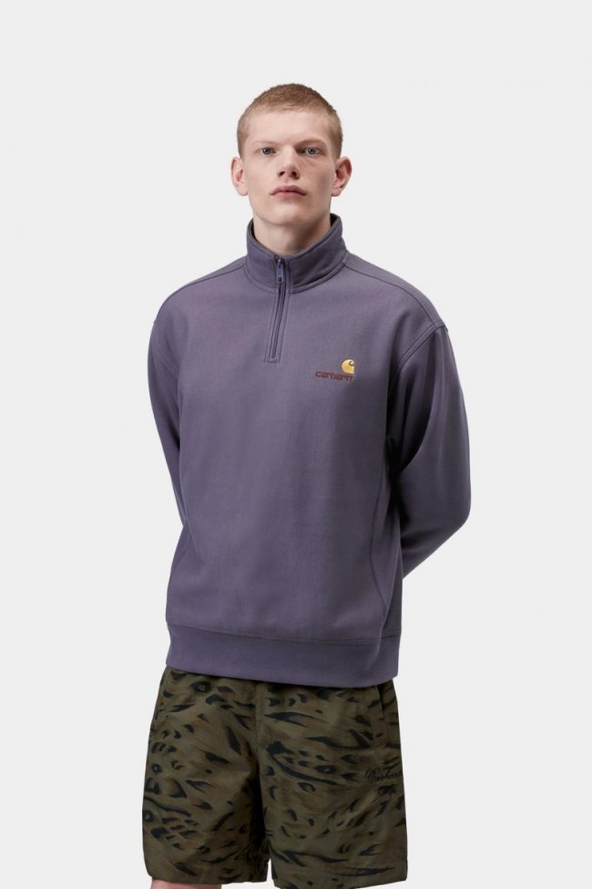 Carhartt Half Zip American Script Sweatshirt - Shady Purple