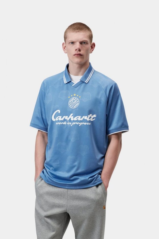 Carhartt S/S Terrace Football T-Shirt - Heart Train Jacquard, Curacao