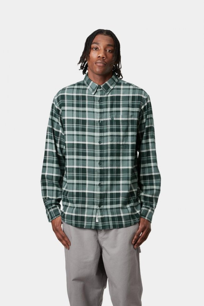 Carhartt L/S Fendrick Shirt - Fendrick Check, Deep Lagoon