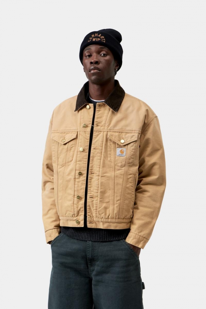 Carhartt OG Trucker Jacket - WIP Dusty H / Tobacco, Stone canvas
