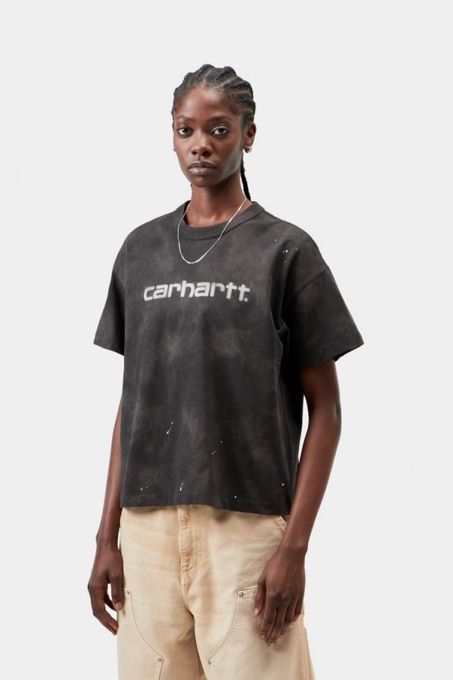 Carhartt S/S Painter T-Shirt - Black, Destroy wash, splatter