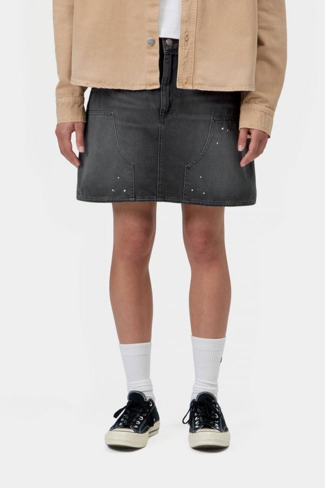 Carhartt Maeve Double Knee Skirt - Black, Destroy wash, splatter Carhartt Maeve Double Knee Skirt - Black, Destroy wash, splatter