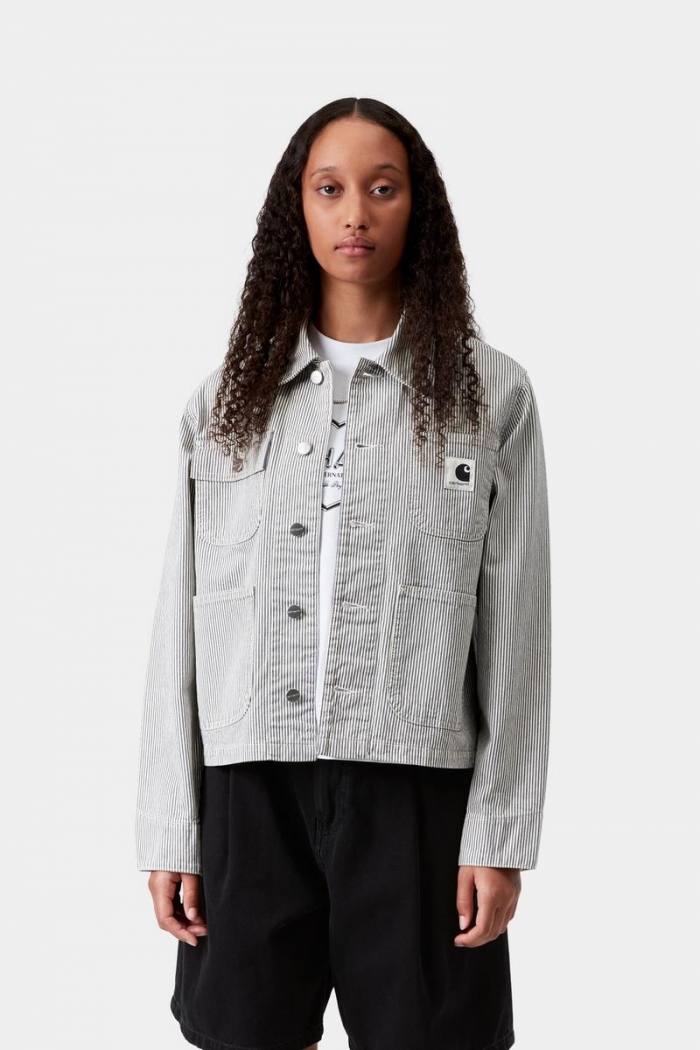 Carhartt Mercer Chore Coat - Mercer Stripe, Graphite / Wax, Stone washed