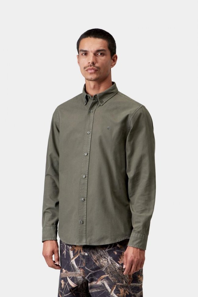 Carhartt L/S Bolton Shirt - Shungite, Garment dyed