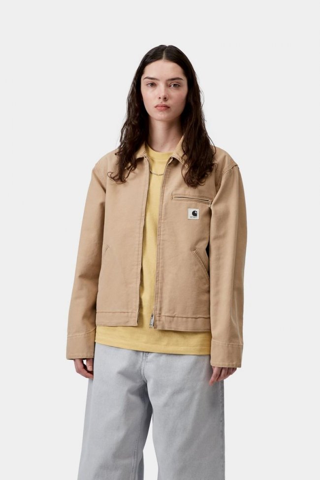 Carhartt OG Detroit Jacket - Dusty H Brown / Dusty H Brown, Stone canvas