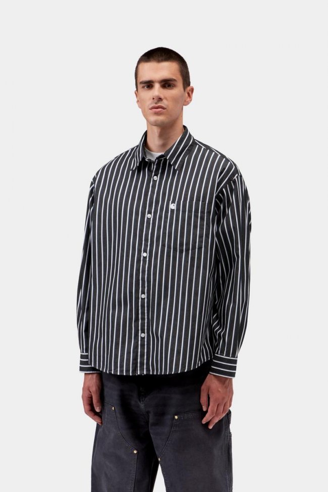 Carhartt L/S Gowan Shirt - Gowan Stripe, Black