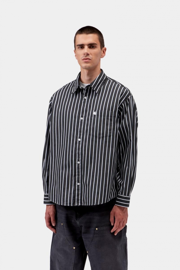 Carhartt L/S Gowan Shirt - Gowan Stripe, Black