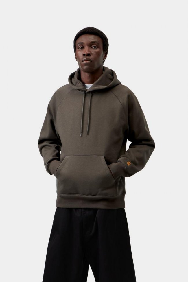 Carhartt Hooded Chase Sweatshirt - Shungite / Gold