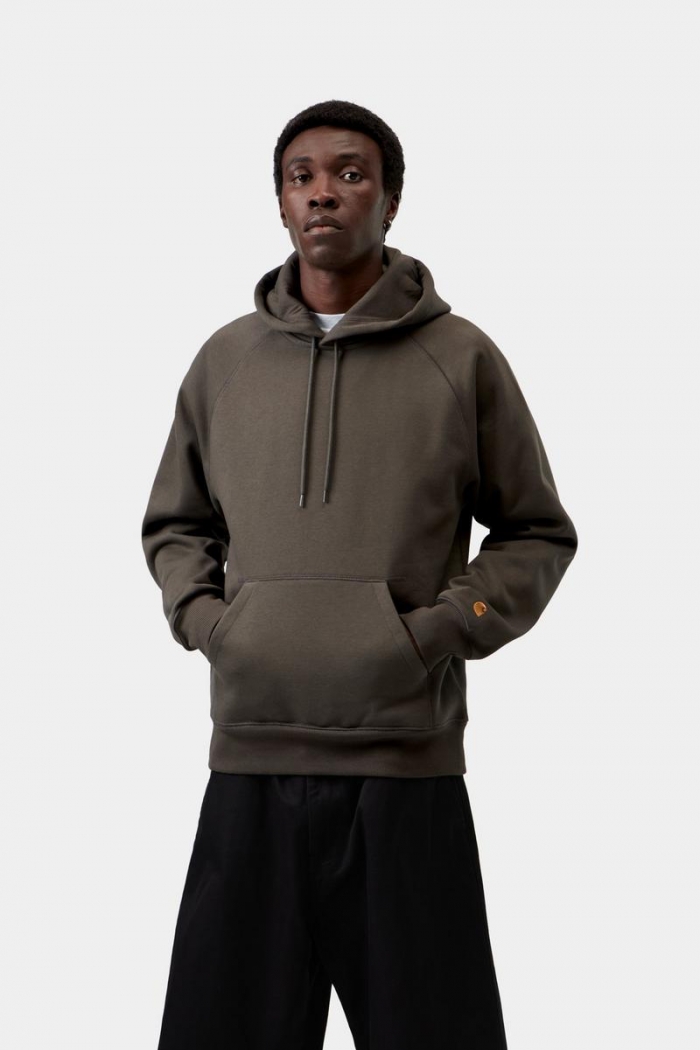 Carhartt Hooded Chase Sweatshirt - Shungite / Gold