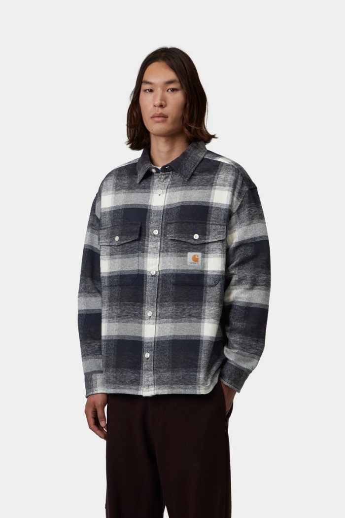 Carhartt L/S Esterson Shirt - Esterson Check, Dark Navy