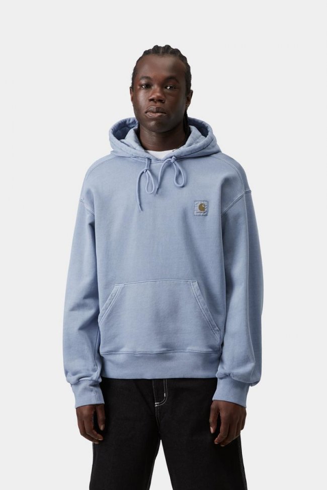 Carhartt Hooded Nelson Sweatshirt - Gentle Blue, Garment dyed