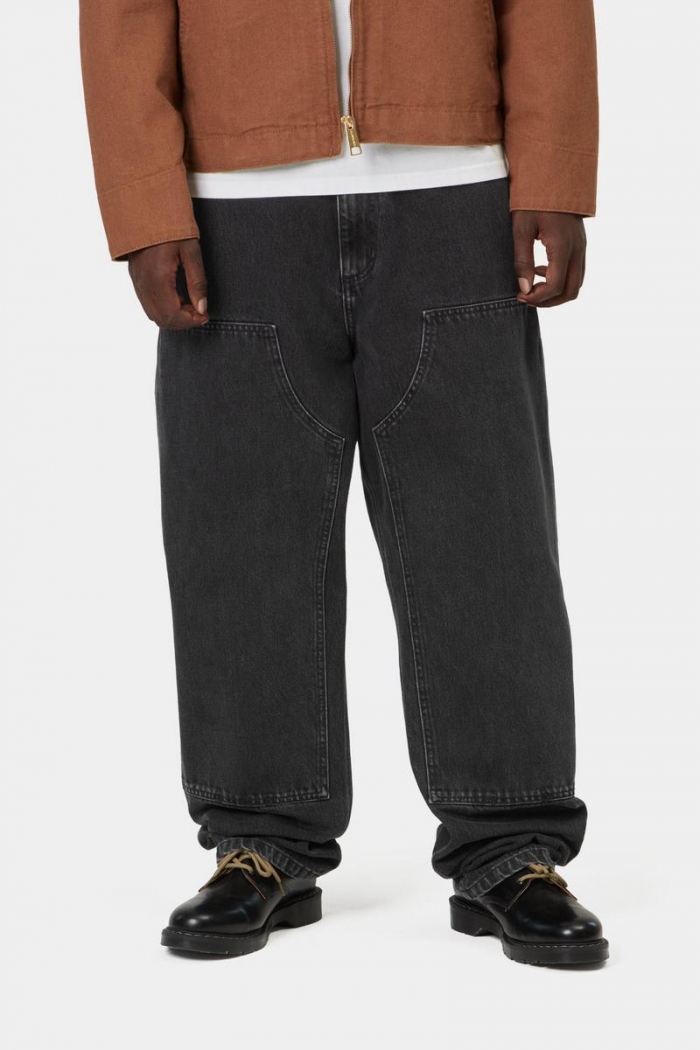 Carhartt Double Knee Pant - Black, Stone washed