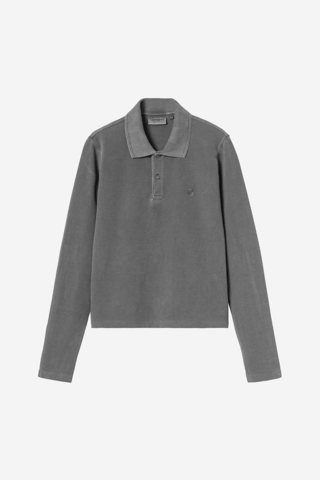 Carhartt L/S Dora Polo - Black, Garment dyed
