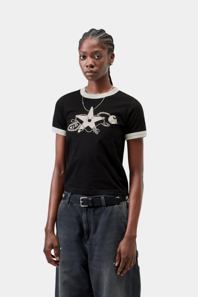 Carhartt S/S Outlaw Star Ringer T-Shirt - Black / Wax, Heavy stone wash