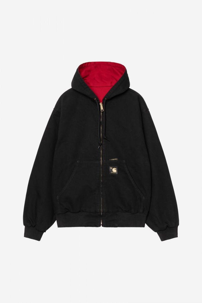 Carhartt OG Active Jacket 50th Anniversary Edition Canvas - Black / USA Red, Rinsed