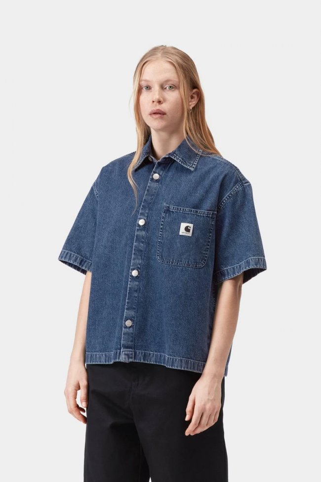 Carhartt S/S Lovilia Shirt - Blue, Stone washed Carhartt S/S Lovilia Shirt - Blue, Stone washed