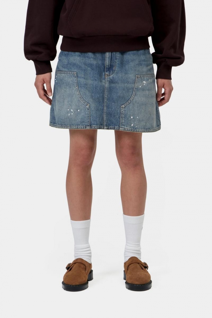 Carhartt Maeve Double Knee Skirt - Blue, Destroy wash, splatter