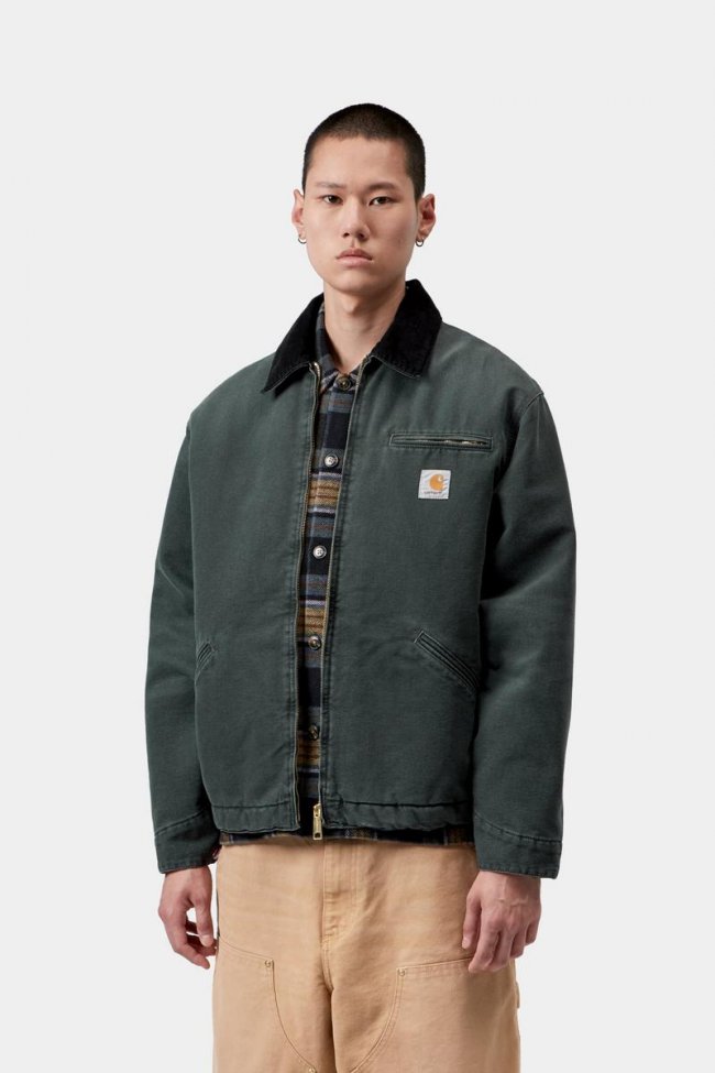 Carhartt OG Detroit Jacket - Raven / Black, Stone canvas