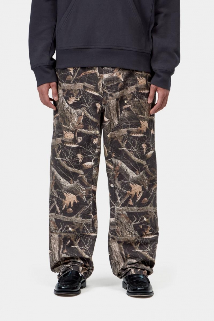 Carhartt Double Knee Pant - Camo Feather Tree, Black, Heavy stone wash