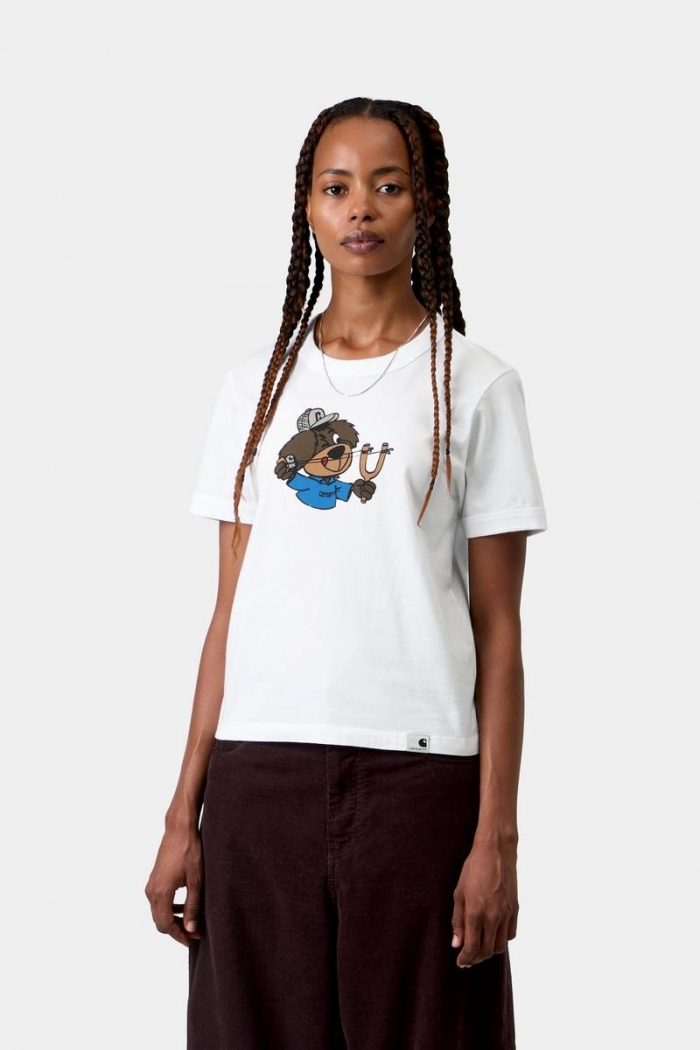 Carhartt S/S Slingshot T-Shirt - White, Heavy stone wash
