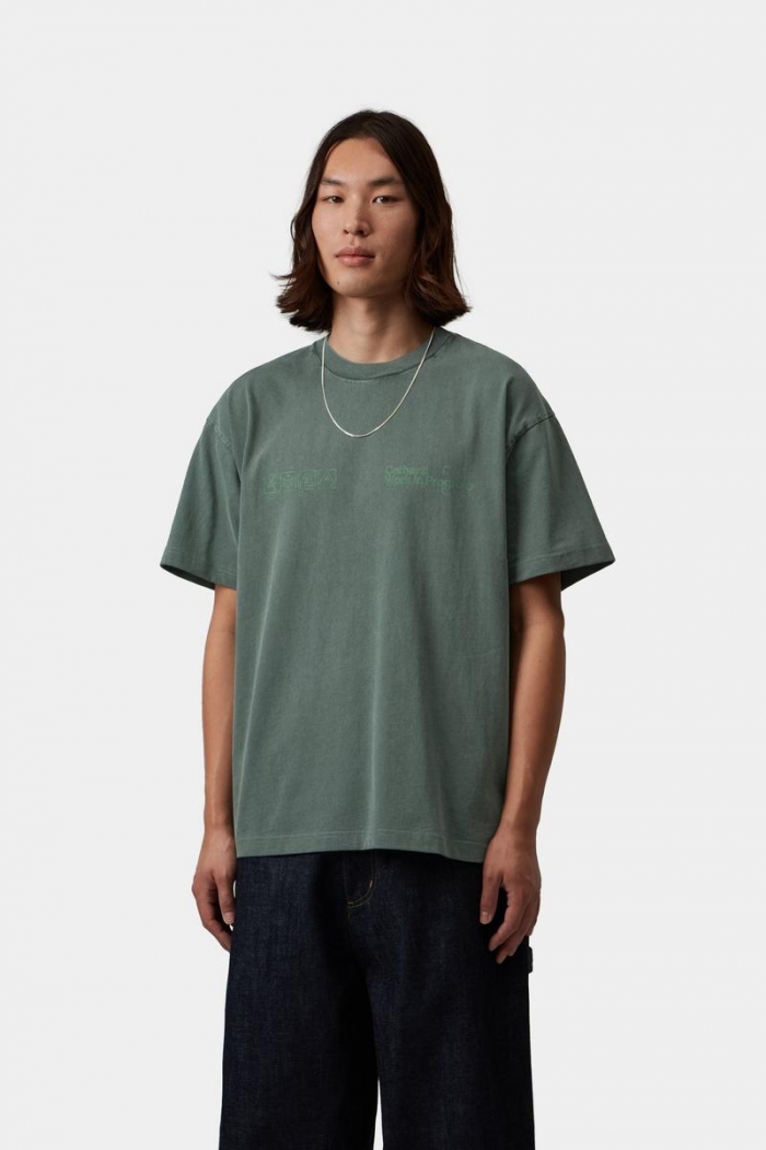 Carhartt S/S Boxed T-Shirt - Dark Scarab, Garment dyed