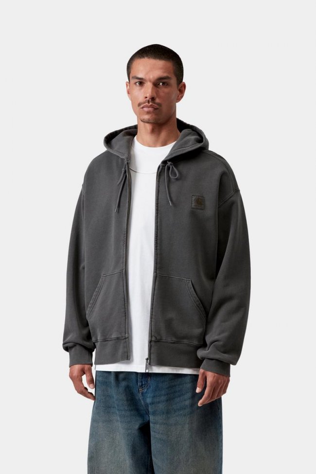 Carhartt Hooded Nelson Jacket - Black, Garment dyed