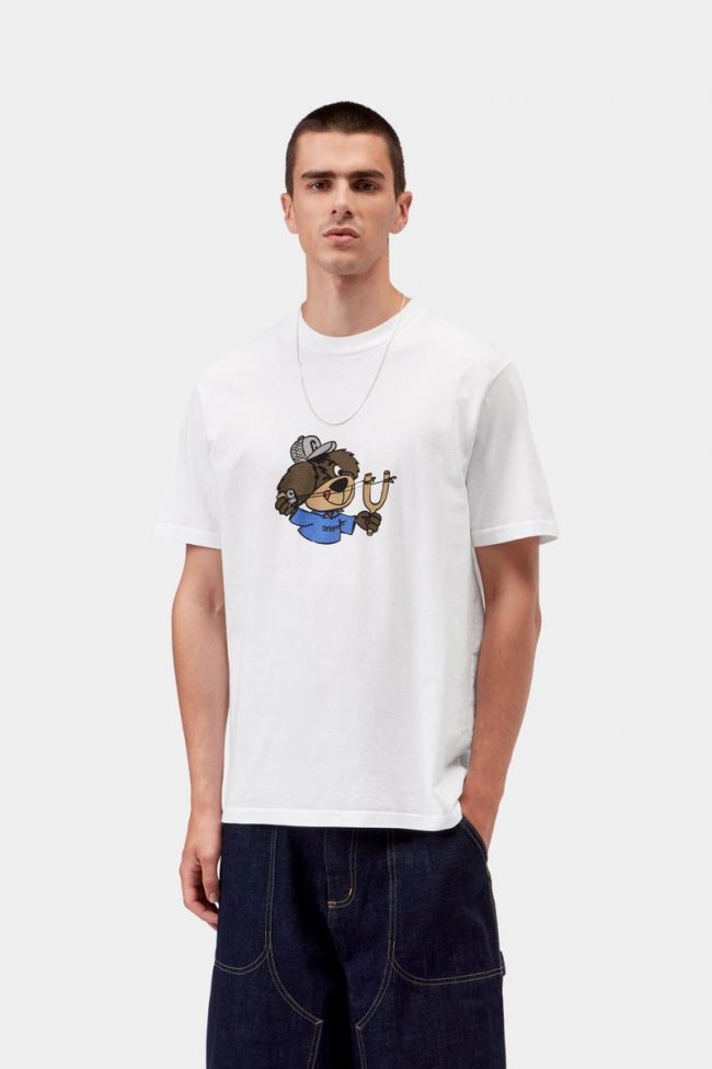 Carhartt S/S Slingshot T-Shirt - White, Heavy enzyme wash