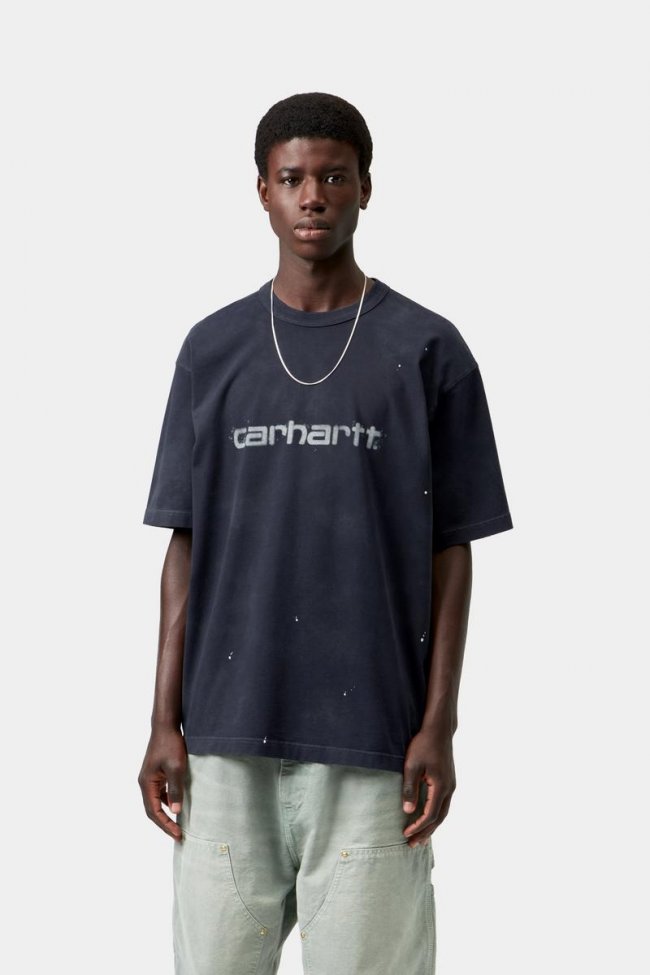 Carhartt S/S Painter T-Shirt - Dark Navy, Destroy wash, splatter