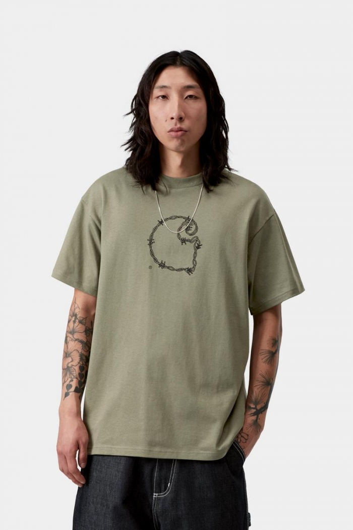 Carhartt S/S Barbwire C T-Shirt - Dollar Green