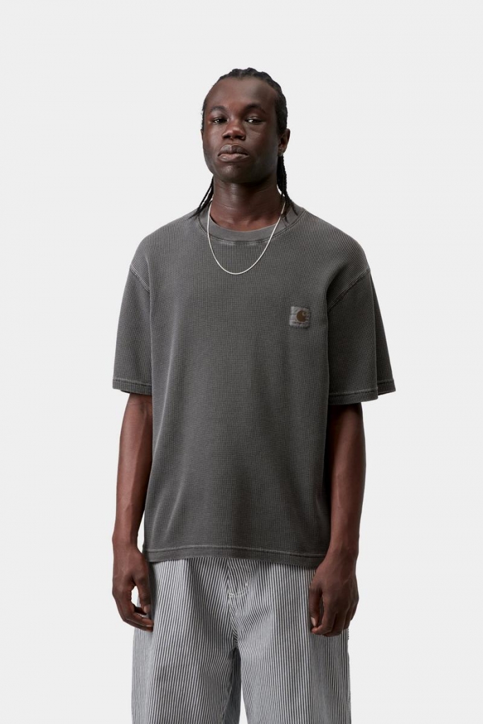 Carhartt S/S Nelson Waffle T-Shirt - Black, Garment dyed