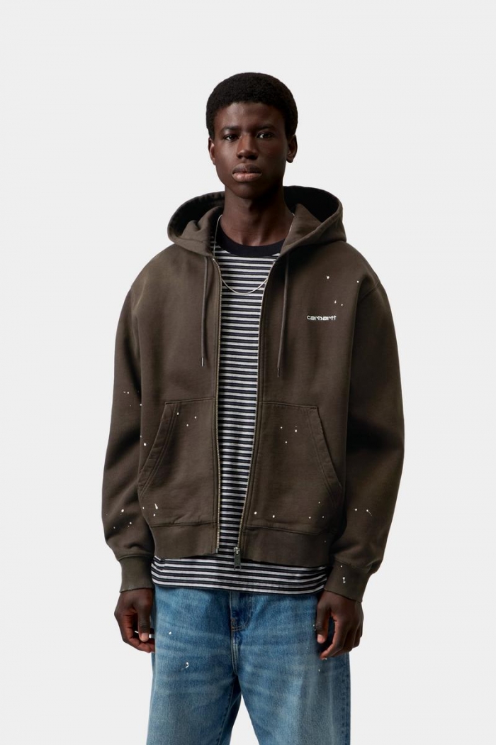 Carhartt Hooded Painter Jacket - Tobacco, Destroy wash, splatter