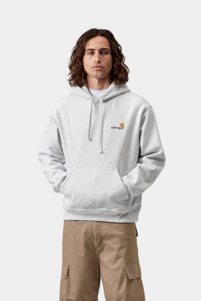 Carhartt Hooded American Script Sweatshirt - Ash Heather