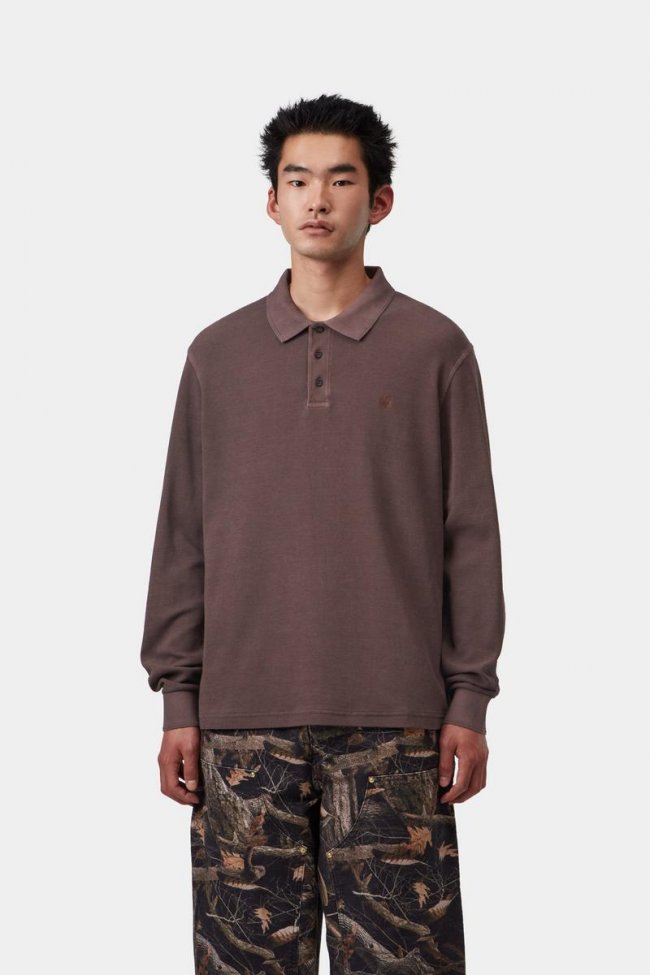 Carhartt L/S Waffle Rugby Shirt - Palisander, Garment dyed