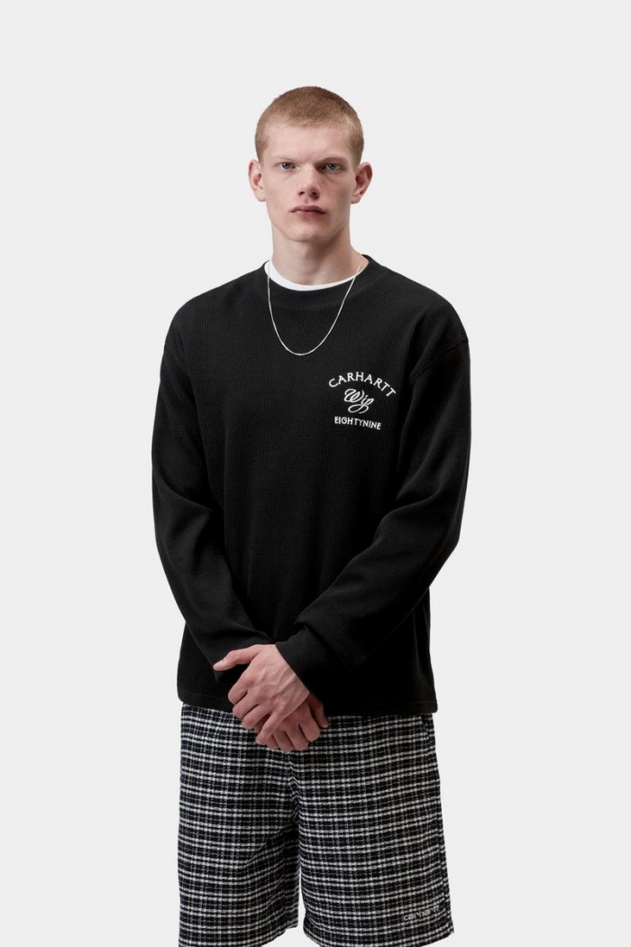 Carhartt L/S Eightynine Waffle T-Shirt - Black / White
