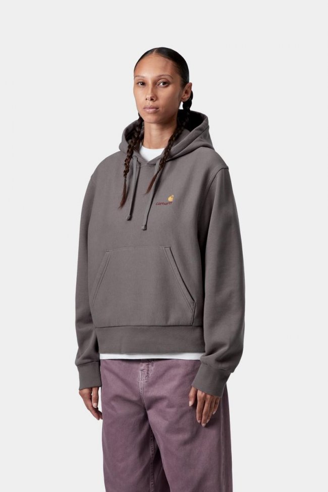 Carhartt Hooded American Script Sweatshirt - Porphyry